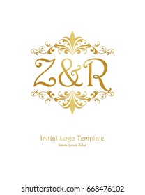 Z & R initial wedding logo template vector