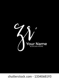 Z R ZR initial logo signature vector. Handwriting concept logo.