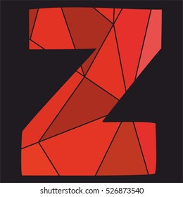 Z red alphabet vector letter isolated on black background
