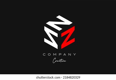 Z red white three letter cube alphabet letter logo icon design. Creative template for business and company