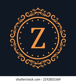 Z Royal logo emblem isolated on rich dark blue background vector image.