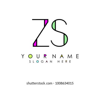 Z & S initial minimalist logo template vector