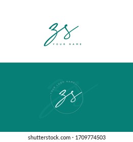 Z S ZS Initial letter handwriting and signature logo.	