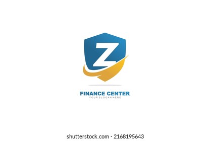 Inspiración en el diseño del logotipo de Z Security. Diseño de plantilla de letras vectoriales para marca.