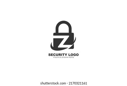 Inspiración en el diseño del logotipo de Z Security. Diseño de plantilla de letras vectoriales para marca.