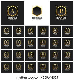 A to Z Set Luxury Logos template flourishes calligraphic elegant ornament lines. Business sign, identity for Restaurant, Royalty, Jewelry, Fashion and other vector illustration