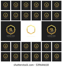 A to Z Set Luxury Logos template flourishes calligraphic elegant ornament lines. Business sign, identity for Restaurant, Royalty, Jewelry, Fashion and other vector illustration