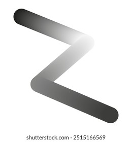 Vetor de gradiente em forma de Z. Símbolo abstrato monocromático. Design arredondado suave. Forma geométrica.