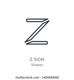 Z sign icon. Thin linear z sign outline icon isolated on white background from shapes collection. Line vector sign, symbol for web and mobile