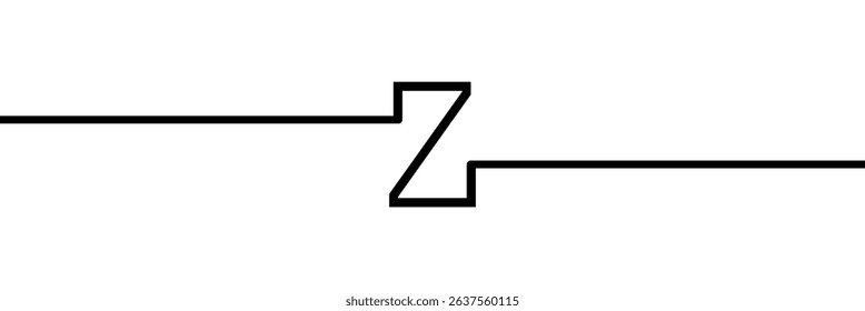 Z single line drawing of a letter j. Continuous line alphabet symbol icon. One line icon. Vector illustration.   