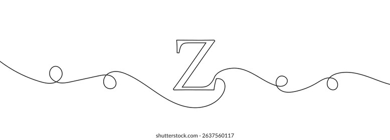 Z single line drawing of a letter j. Continuous line alphabet symbol icon. One line icon. Vector illustration.   