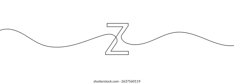 Z single line drawing of a letter j. Continuous line alphabet symbol icon. One line icon. Vector illustration.   