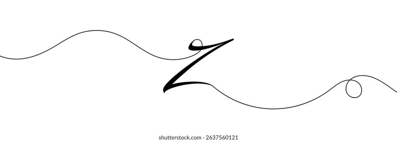 Z single line drawing of a letter j. Continuous line alphabet symbol icon. One line icon. Vector illustration.   