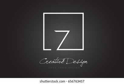 Z Square Framed Letter Logo Design Vector with Black and White Colors.