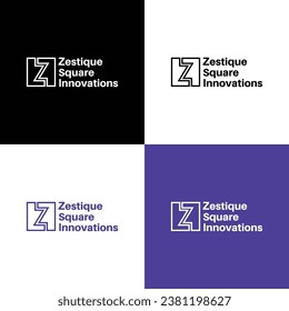 Z in Square Shape Zestique Square Solutions Logo Design