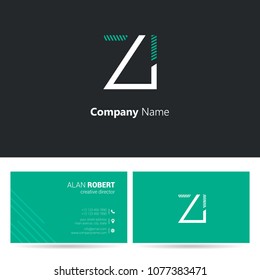 Z & I stroke letter design with business card template