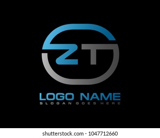 Z T Initial circle logo template vector