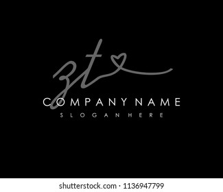 Z T Initial handwriting logo vector