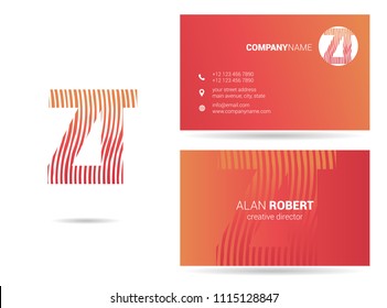 Z & T waves letter joint logo with business card template
