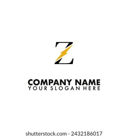 Z with thunderstorms sign logo design vector 