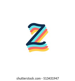 Z type retro colors hand writing alphabets