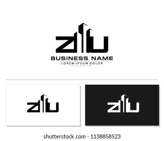 Z U Initial building logo concept