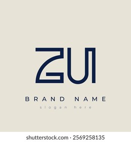 Z and U logo design. ZU abstract Letters Logo Monogram. This logo design is the process of creating a visual symbol that represents a brand, company, or individual.