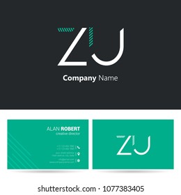 Z & U stroke letter design with business card template