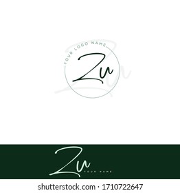 Z U ZU Initial letter handwriting and signature logo.	
