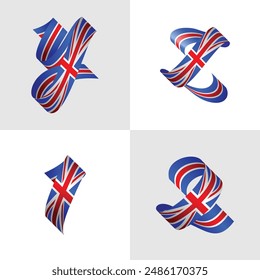 A to Z UK flag letters set 