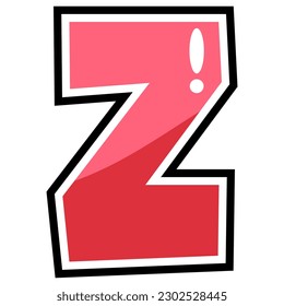 Z uppercase english, Children font alphabet cartoon style in red tone - water wave pattern.  For headings, flyer, greeting cards, product packaging, book cover, printed quotes, logotype, design
