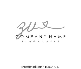 Z V Initial handwriting logo vector