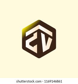 Z V Initial letter hexagonal logo vector