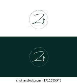 Z V ZV Initial letter handwriting and signature logo.	

