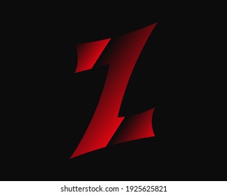 Horror vectorial Z, letra aterradora. El miedo loco es el tipo de letra brutal . Por crimen o crimen, horror noche oscura, mal diseño terrible y más