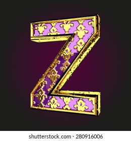 z vector violet letter with gold