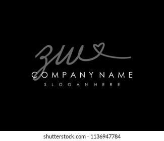 Z W Initial handwriting logo vector