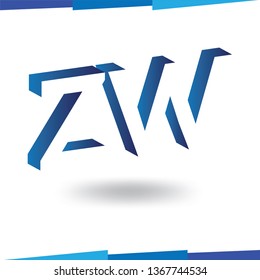Z W Initial Letter logo in negative space vector template