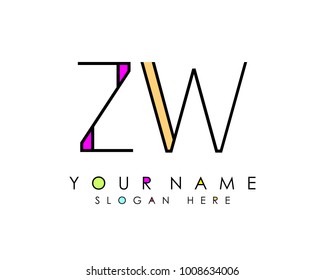 Z & W initial minimalist logo template vector