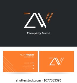 Z & W stroke letter design with business card template