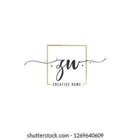 Z W ZW Initial letter handwriting and  signature logo.