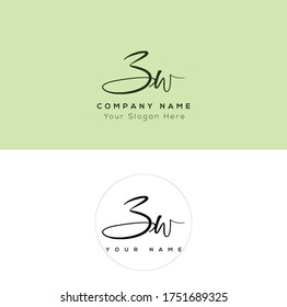  Z W ZW Initial letter handwriting and signature logo.	