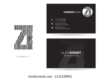 Z & I waves letter joint logo with business card template