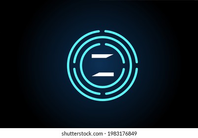 Z white icon letter design with blue circles. Alphabet logo design. Branding for products and company