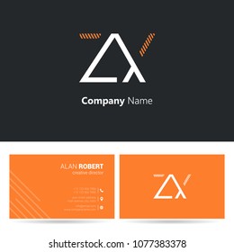 Z & X stroke letter design with business card template