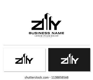 Z Y Initial building logo concept