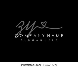 Z Y Initial handwriting logo vector