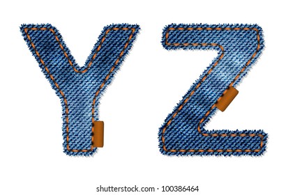 Z and Y letters from denim fabric