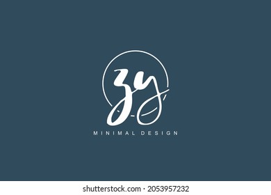 Z Y ZY logo, Initial lettering handwriting or handwritten for identity. Logo with signature and hand drawn style.