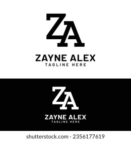 Z A ZA AZ Letter Monogram Initial Logo Design Template. Suitable for General Sports Fitness Construction Finance Company Business Corporate Shop Apparel in Simple Modern Style Logo Design.